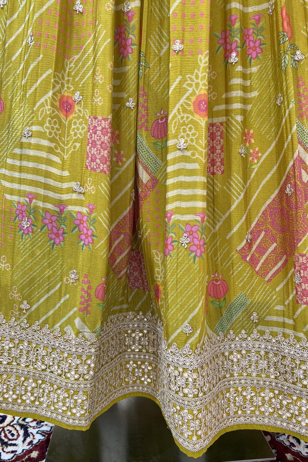 Liril Green Gota Patti work Alia Cut Floor Length Anarkali Suit - Seasons Chennai