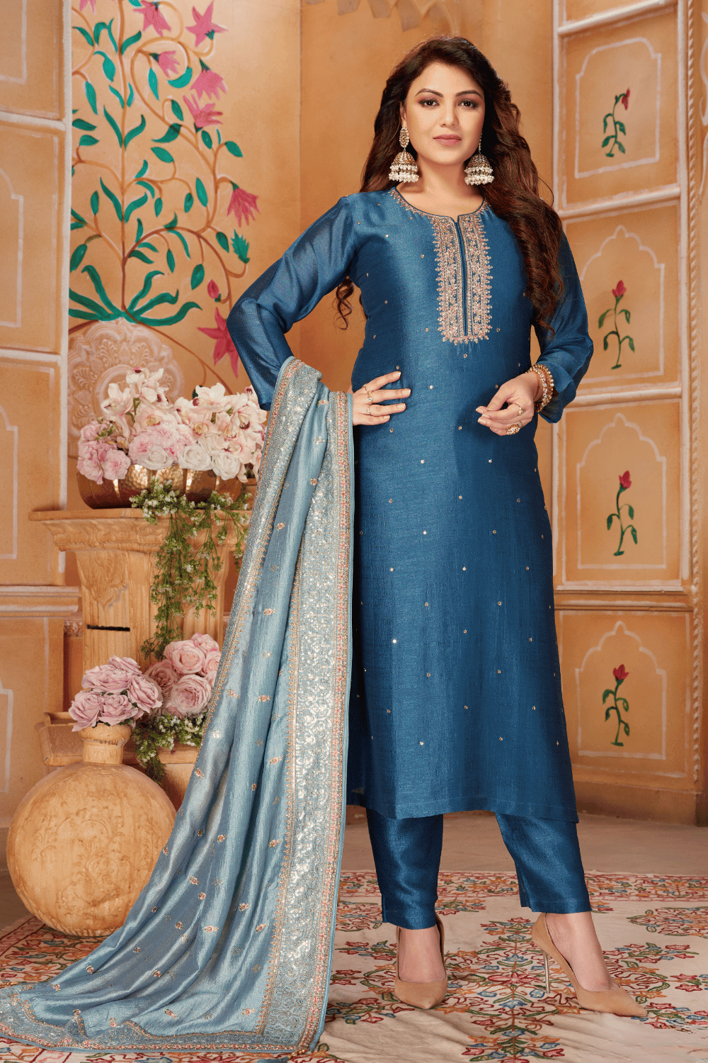 Blue salwar suit sales design