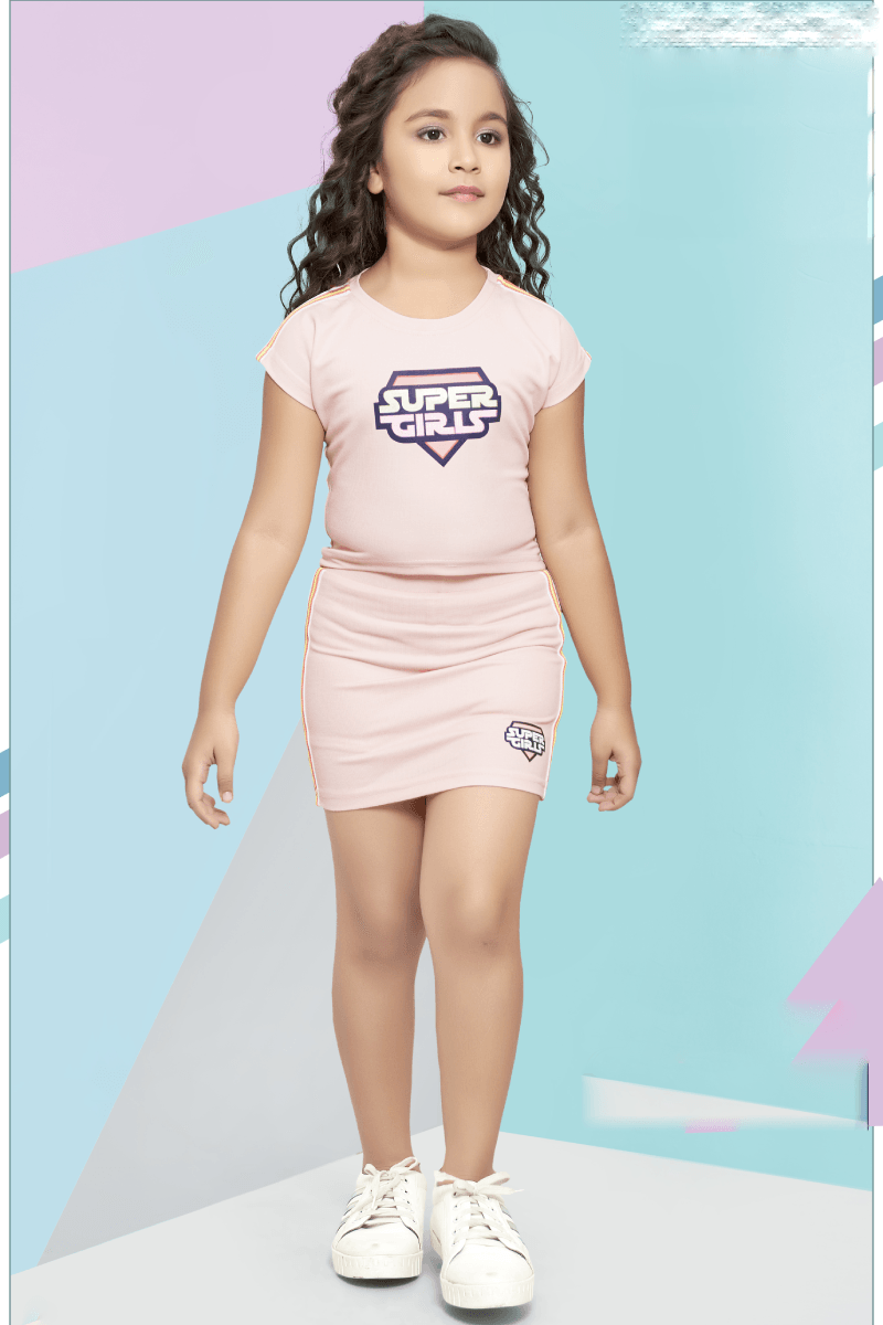 2 Piece Girls Peach Top & Bottoms