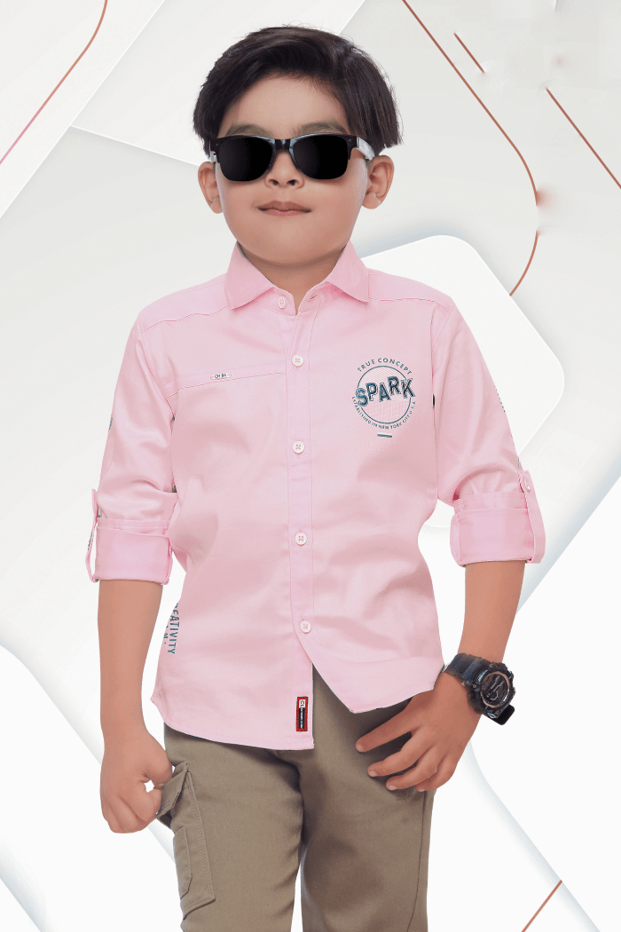 Pink with Beige Casual wear Pant and Shirt Set for Boys - Seasons Chennai