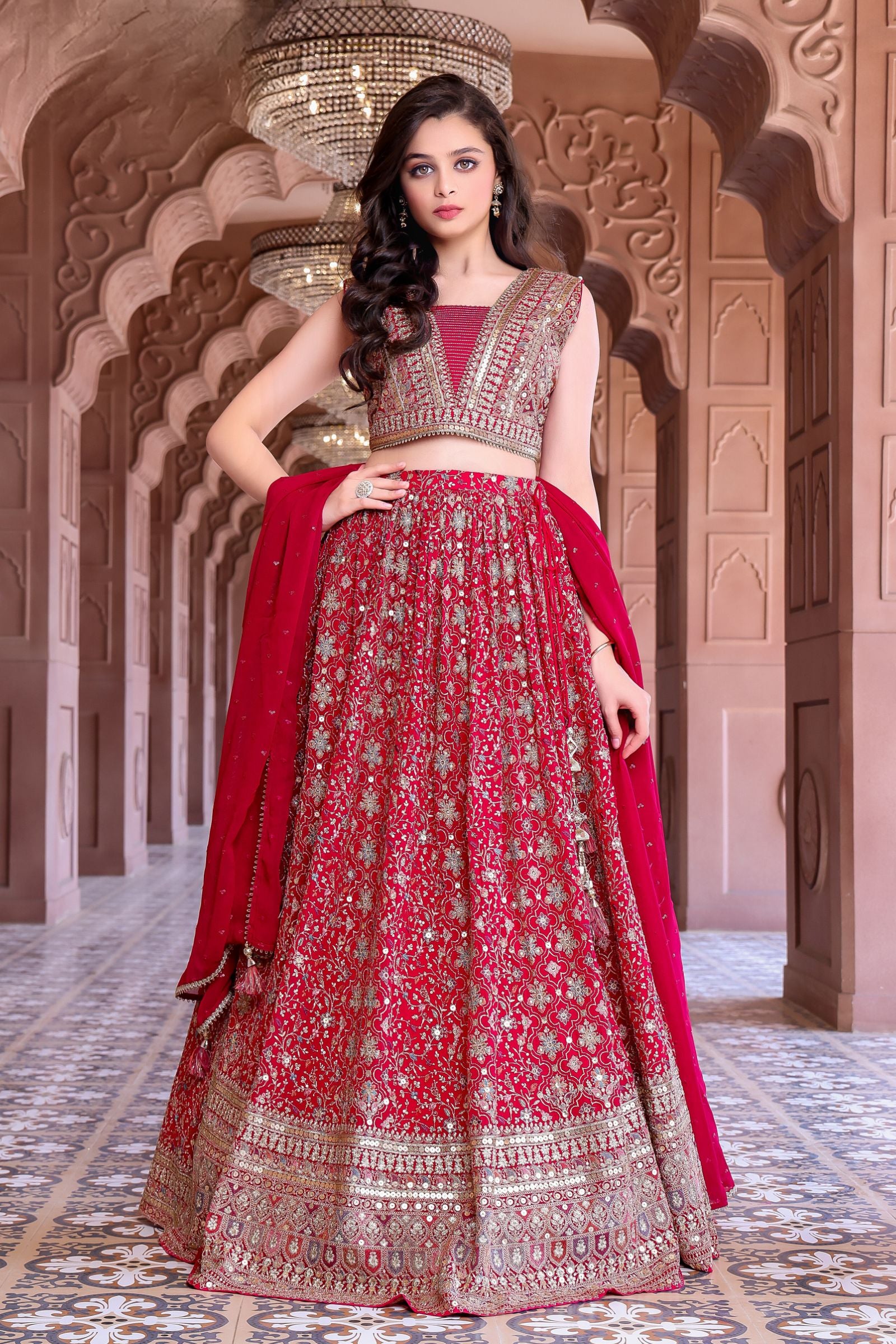 Festive Wear Embroidered Girls Grey Lacha at Rs 1725/piece in Jabalpur |  ID: 21664577612