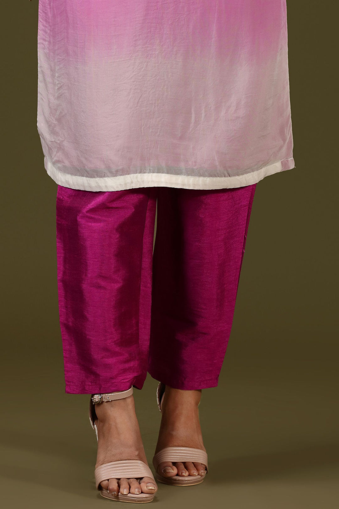 Magenta with Cream Pearl, Thread, Beads and Zardozi work Straight Cut Salwar Suit