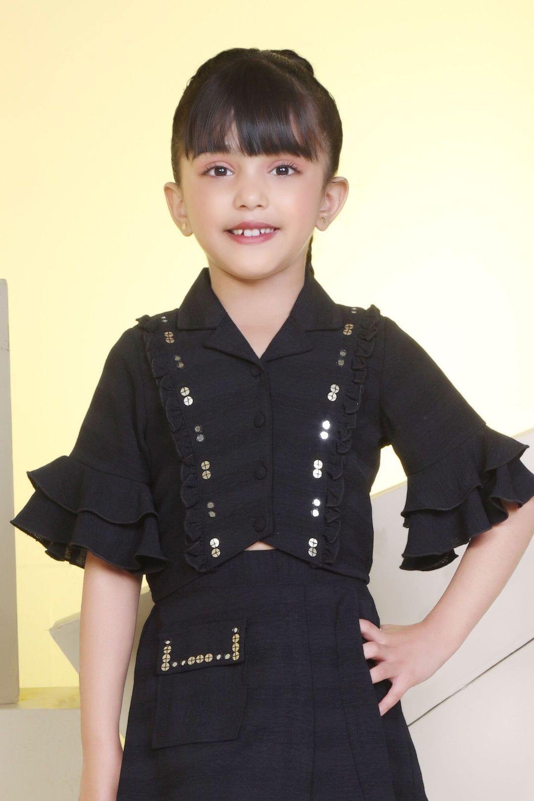 Black Top and Divider Skirt for Girls