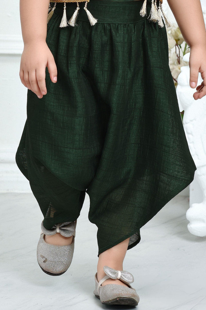 Green Printed and Lace work Overcoat with Dhoti Styled Choli for Girls - Seasons Chennai