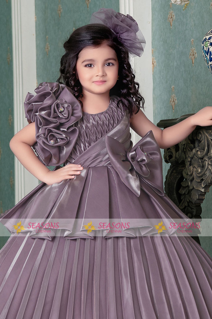Mauve Long Party Ball Gown for Girls