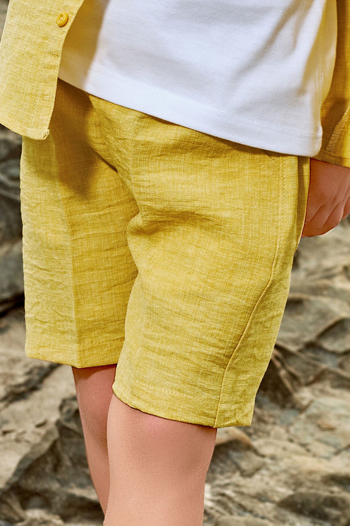 Yellow with White Co-Ord Set for Boys
