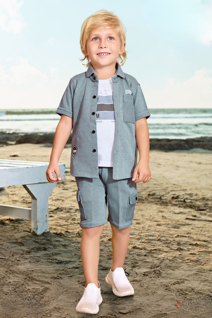 Grey with White Co-Ord Set for Boys