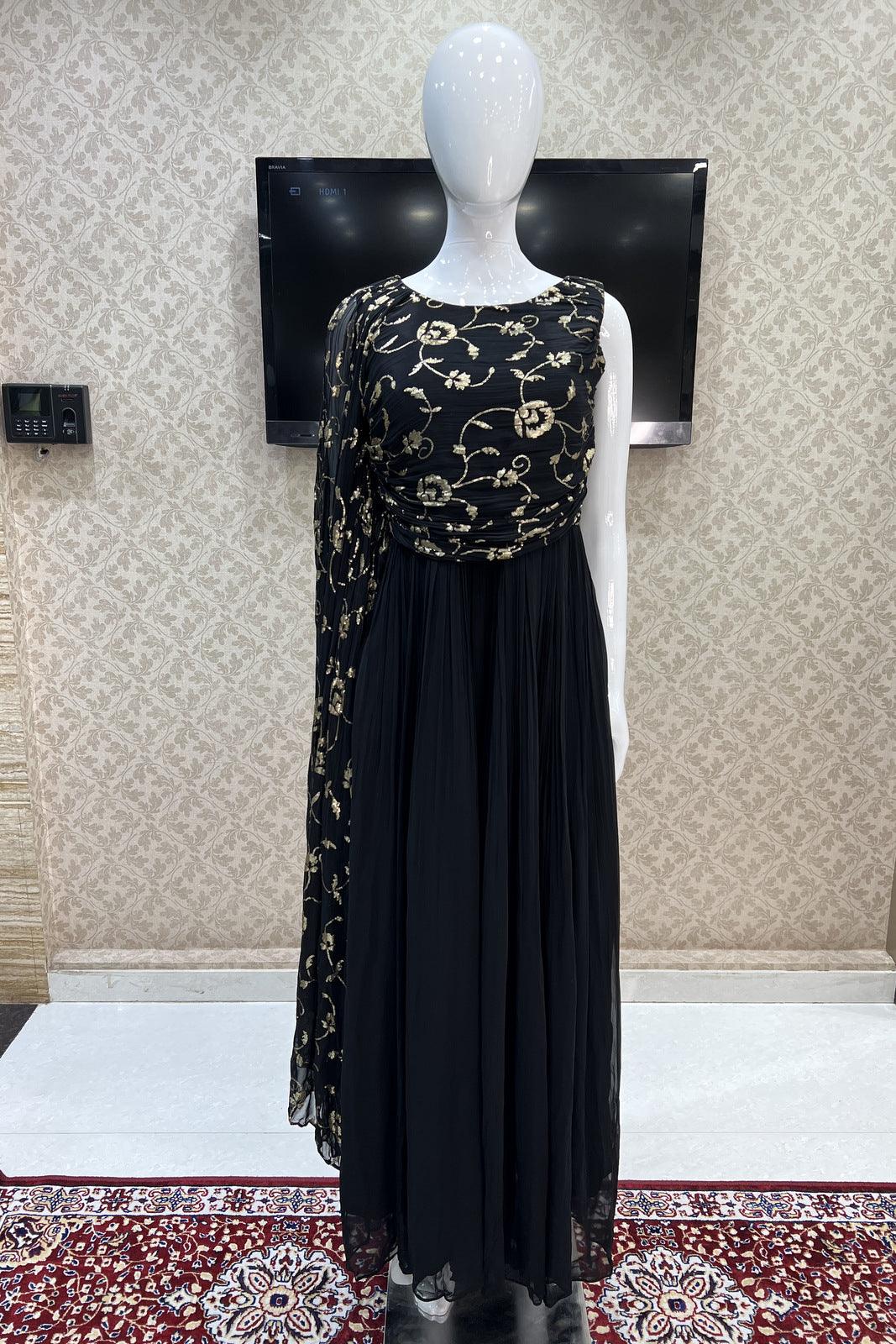 Black Sequins work Western Style Gown - Seasons Chennai