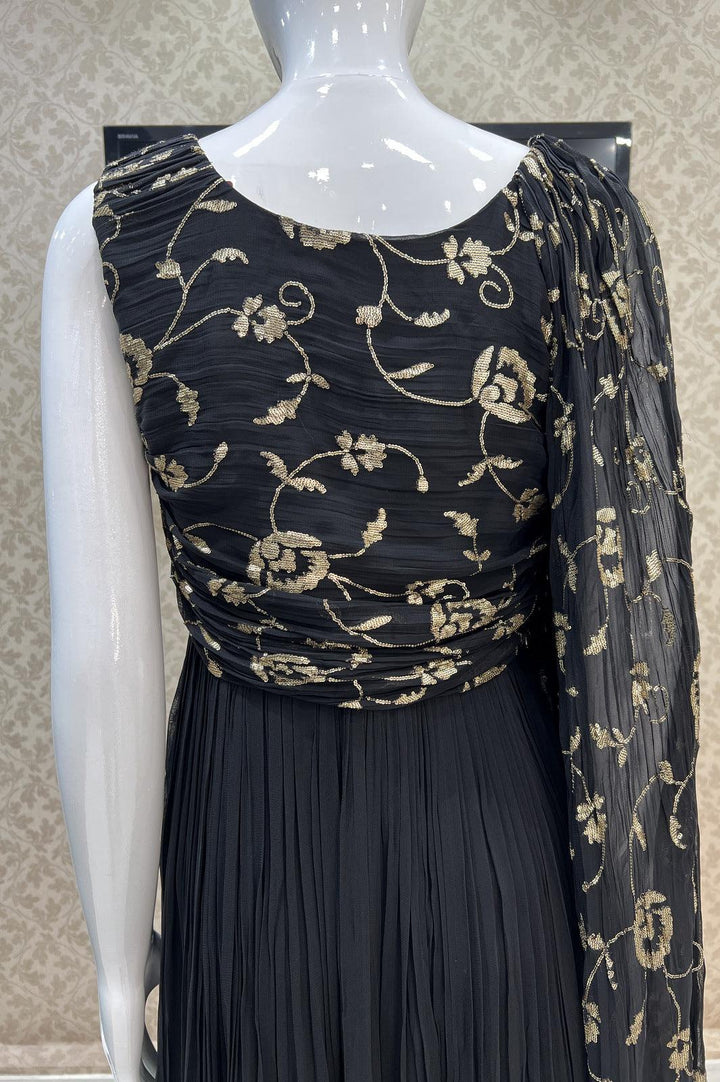 Black Sequins work Western Style Gown - Seasons Chennai