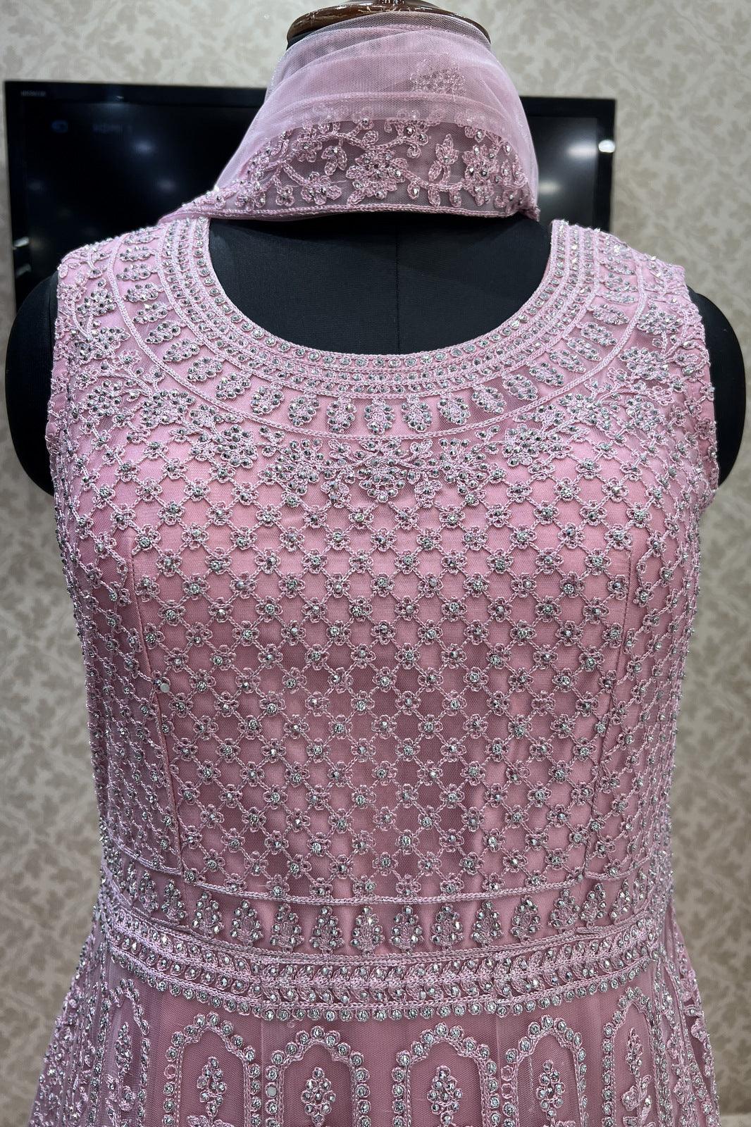 Pink Stone and Thread work Floor Length Anarkali Suit - Seasons Chennai