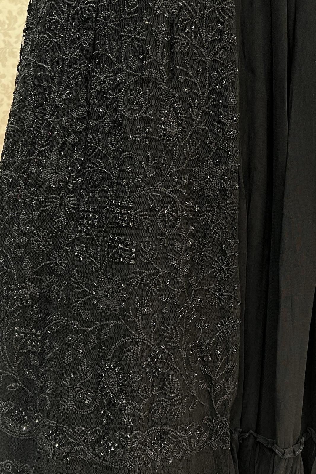 Black Thread, Sequins, Beads and Zardozi work Floor Length Anarkali Suit - Seasons Chennai