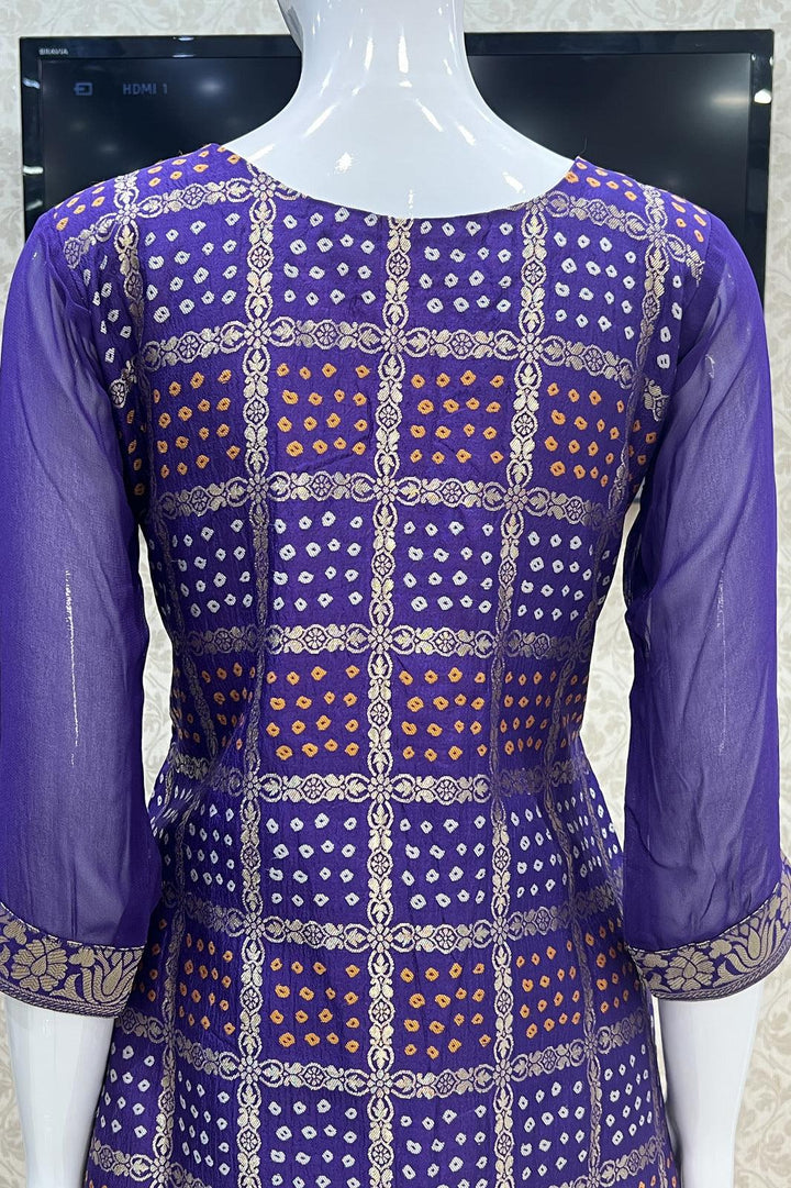 Purple Banaras, Zari, Zardozi and Stone work Straight Cut Salwar Suit - Seasons Chennai