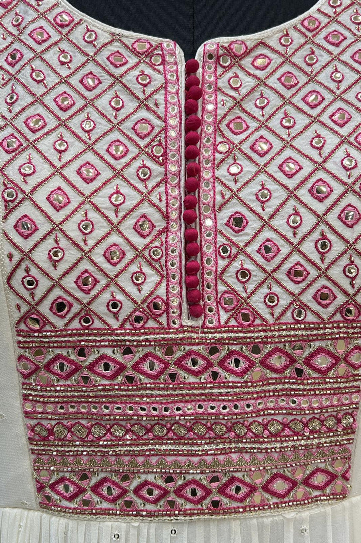 Cream Sequins, Thread, Beads and Zari work Floor Length Anarkali Suit - Seasons Chennai