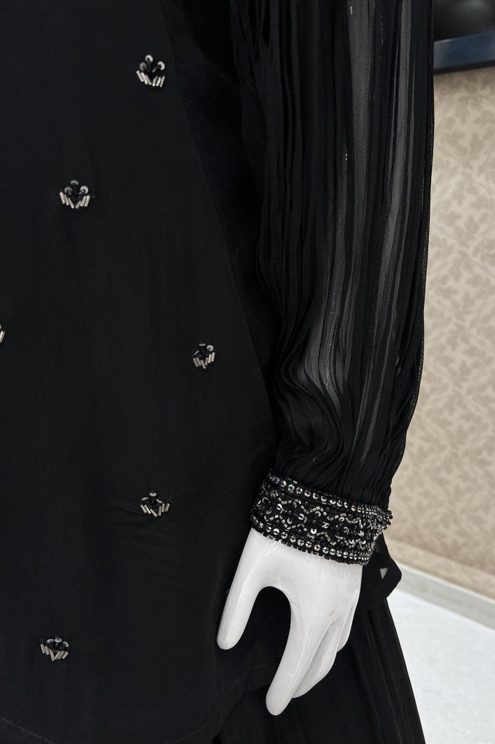 Black Beads and Sequins work Overcoat Styled Floor Length Anarkali Suit - Seasons Chennai