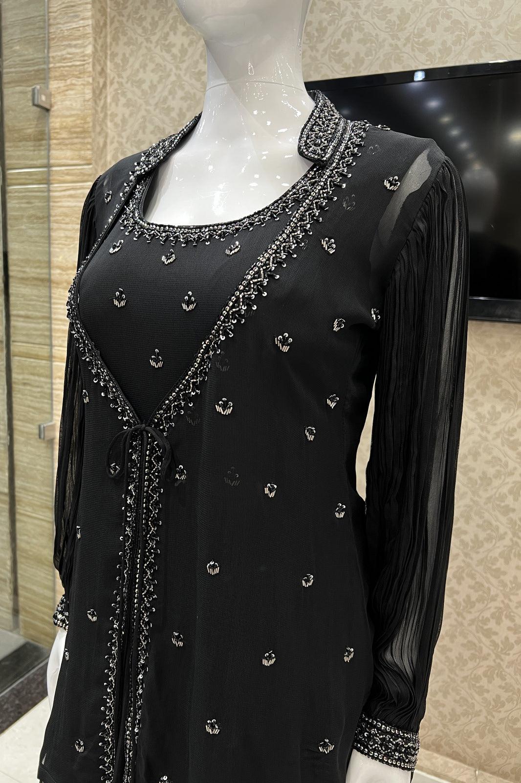 Black Beads and Sequins work Overcoat Styled Floor Length Anarkali Suit - Seasons Chennai