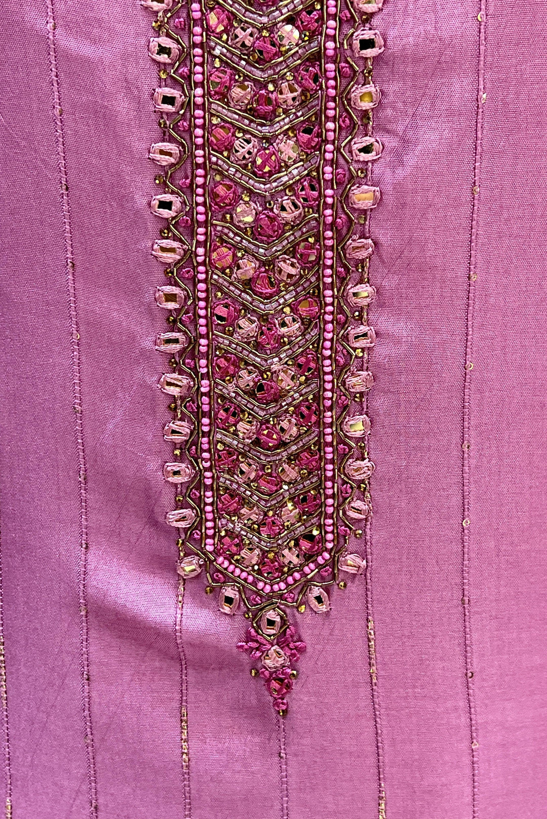 Lavender Pearl, Mirror, Zari and Thread work Straight Cut Salwar Suit - Seasons Chennai