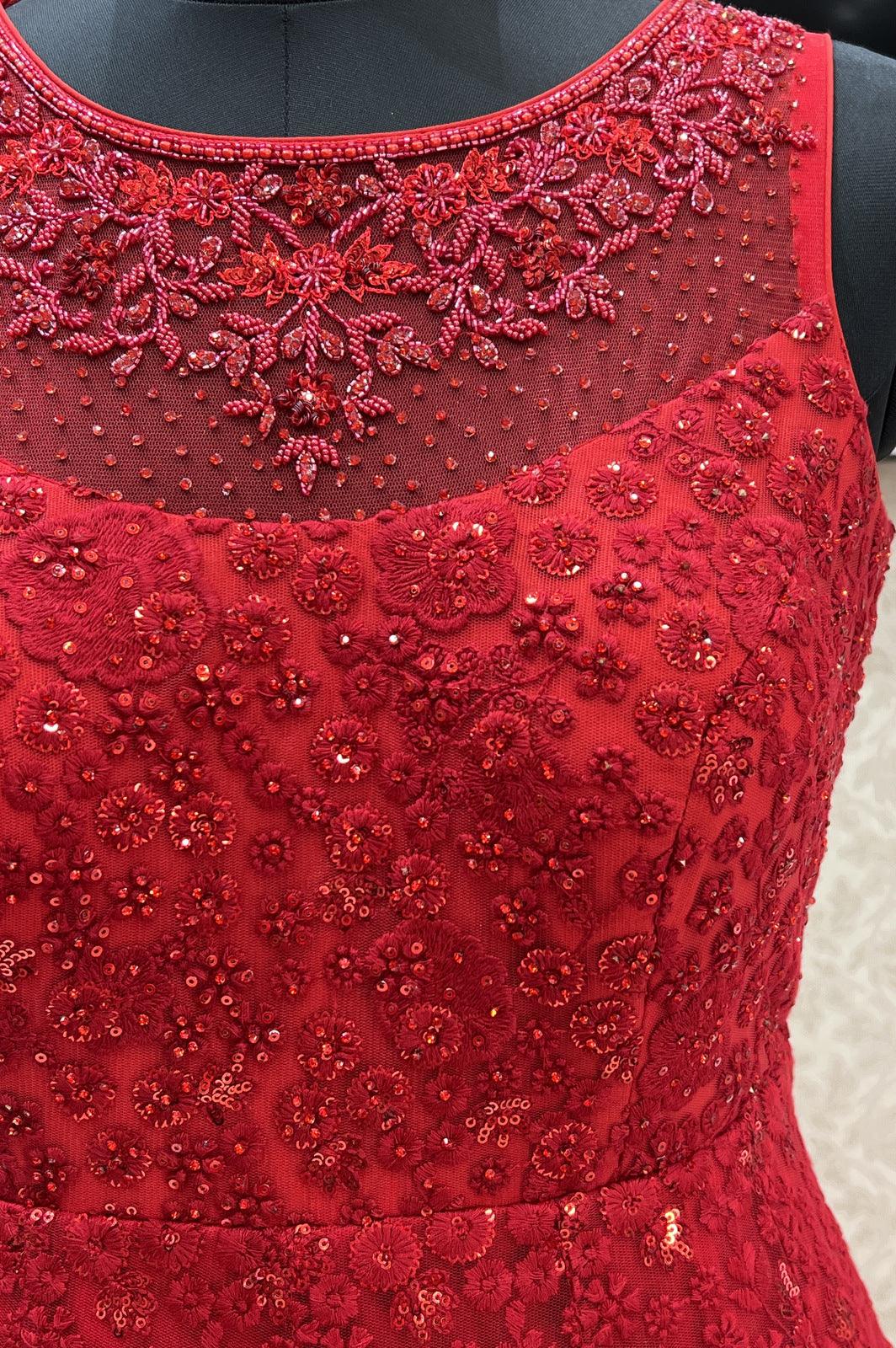 High Neck Red Evening Dresses Long 2024 Lace Applique Beaded Elegant Modest  Evening Gown With Detachable Train Vestido De Festa De Longo 2023 | Red  evening dress, Lace evening dress long, Cheap evening gowns