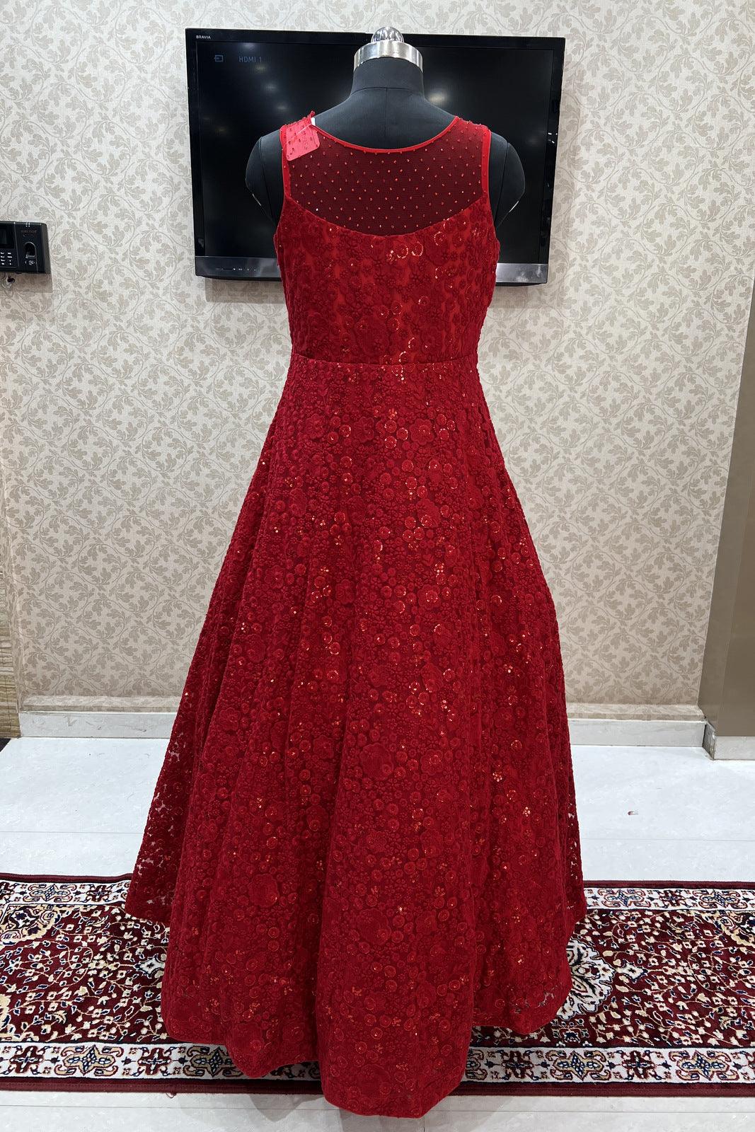 Embroidered Party Wear Red Ball Gown at Rs 7800 in New Delhi | ID:  24270819591