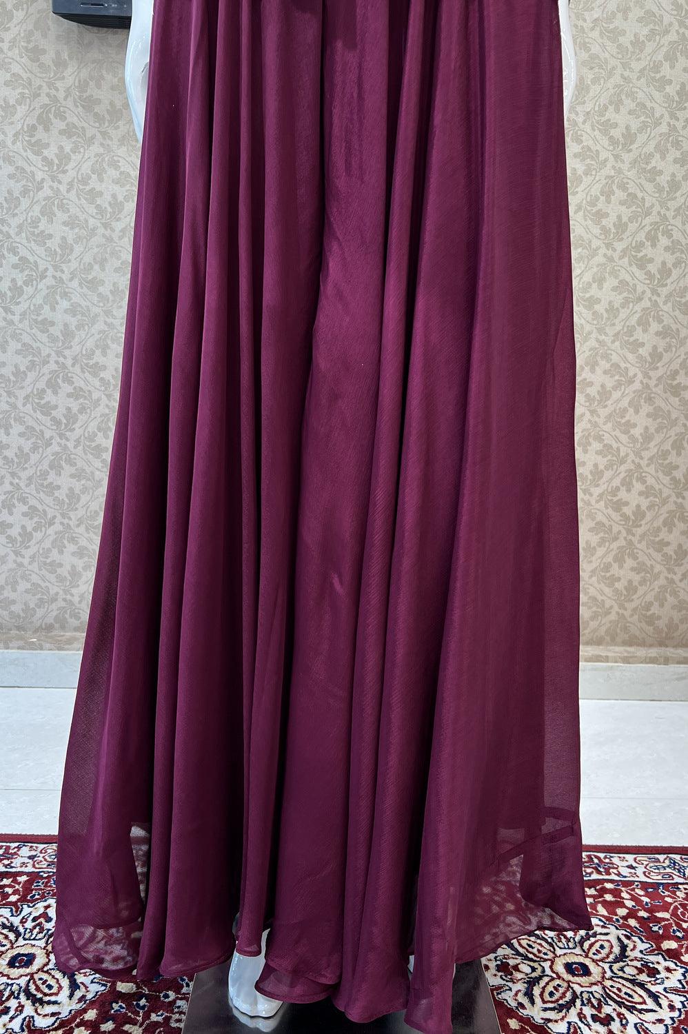 Wine Multicolor Thread, Zari and Sequins work Palazzo Salwar Suit - Seasons Chennai