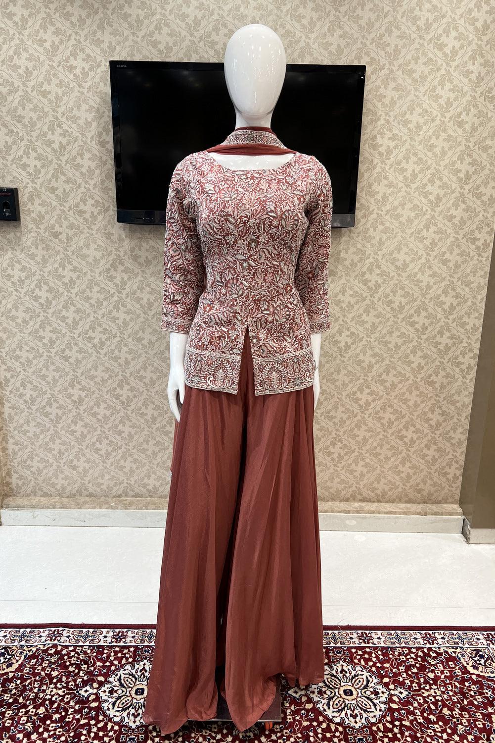 Gajari Thread and Sequins work Palazzo Salwar Suit - Seasons Chennai