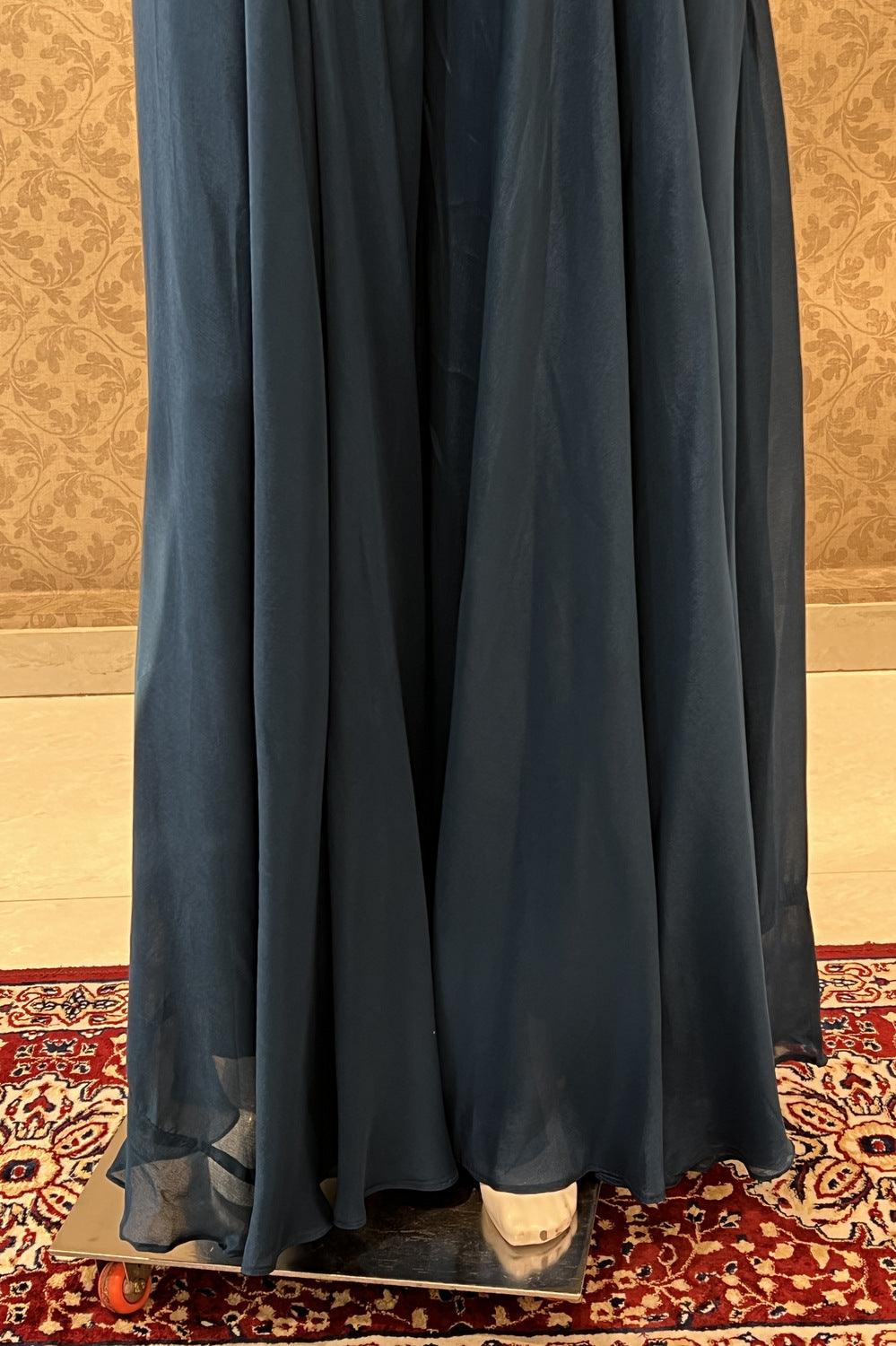 Peacock Blue Zari and Sequins work Palazzo Salwar Suit - Seasons Chennai