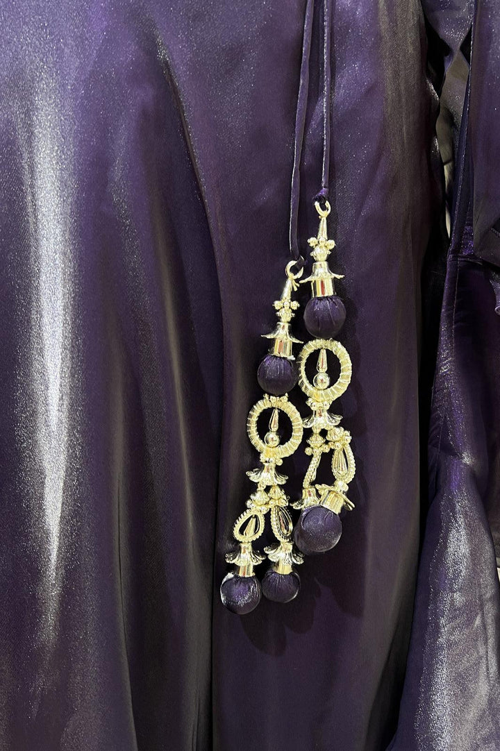 Purple Sequins, Beads and Stone work Crop Top Lehenga - Seasons Chennai