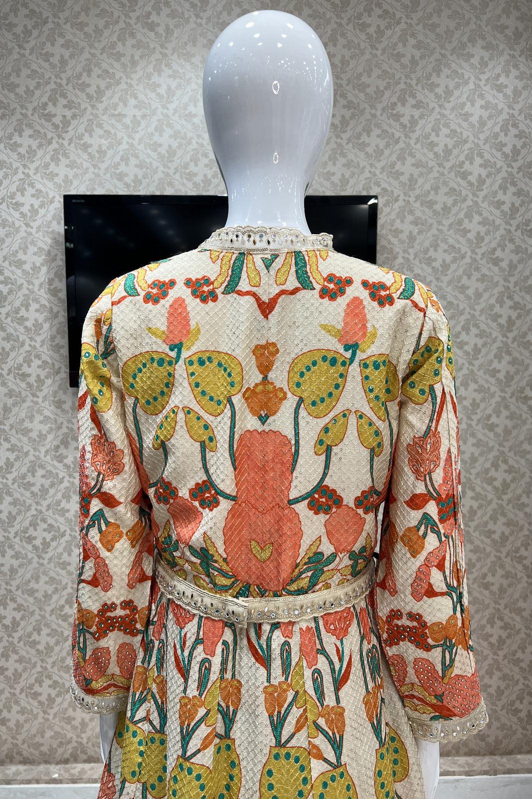 Fawn Multicolor Digital Print Long Overcoat Styled Floor Length Anarkali Suit - Seasons Chennai