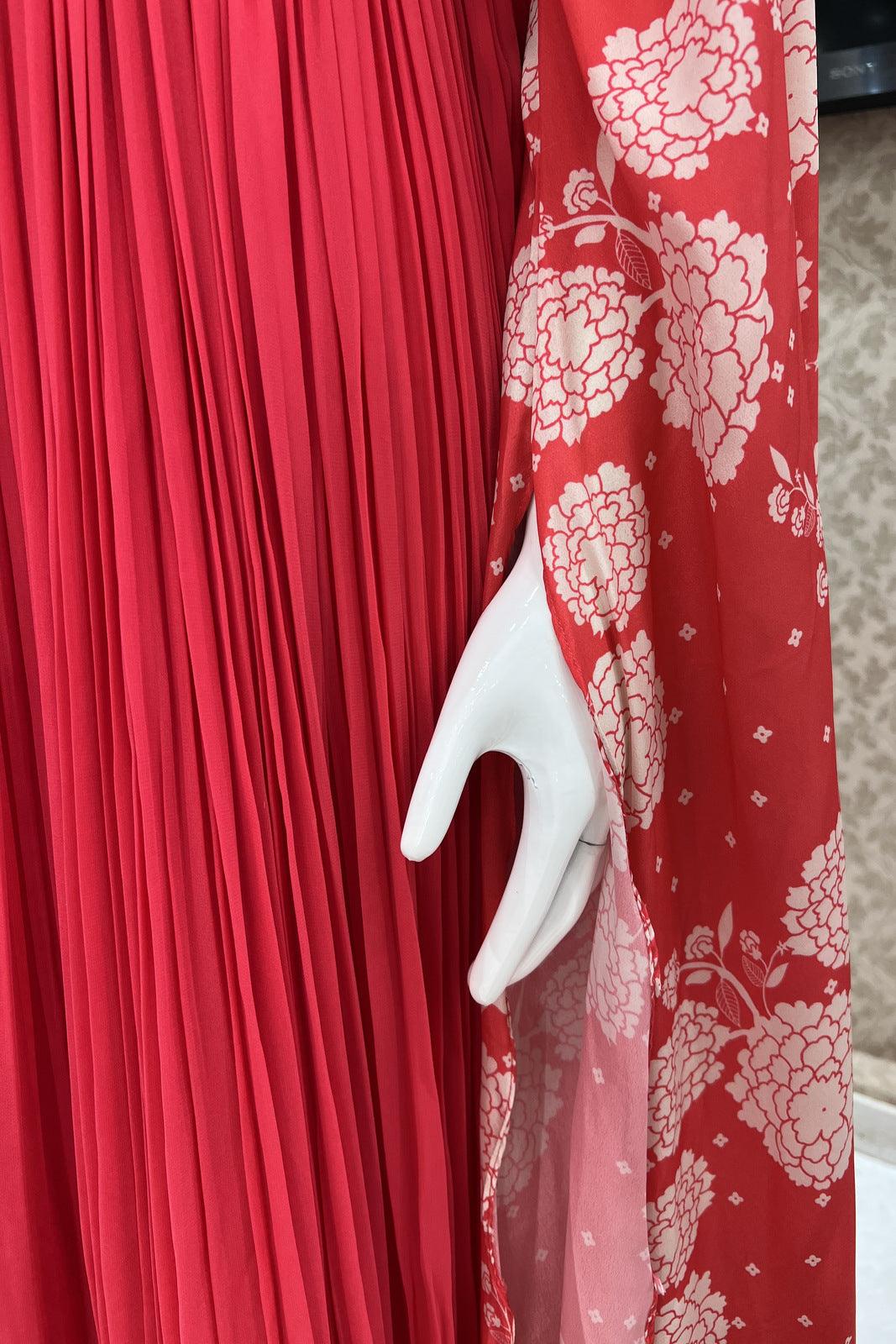 Pink Printed, Sequins, Pearl and Zardozi work Floor Length Anarkali Suit - Seasons Chennai
