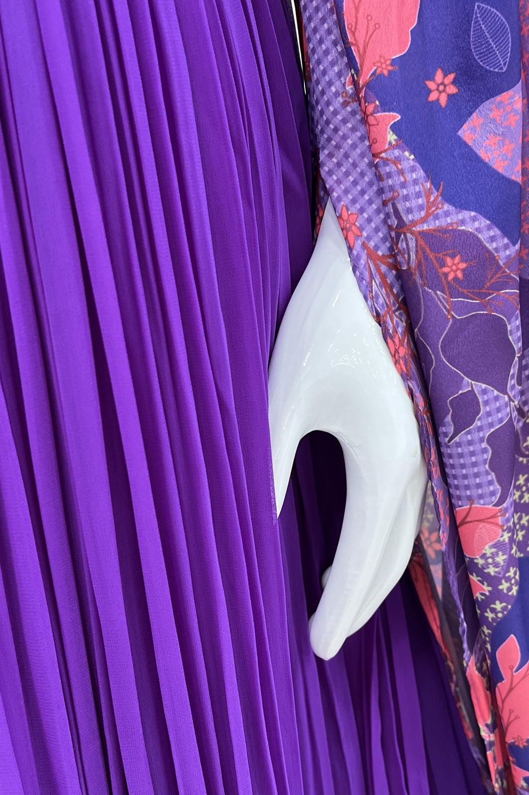 Violet Multicolor Printed, Mirror, Beads and Pearl work Floor Length Anarkali Suit - Seasons Chennai