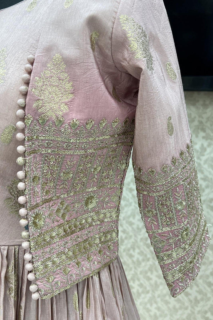Onion Sequins, Zari and Banaras work Jacket Styled Floor Length Anarkali Suit - Seasons Chennai