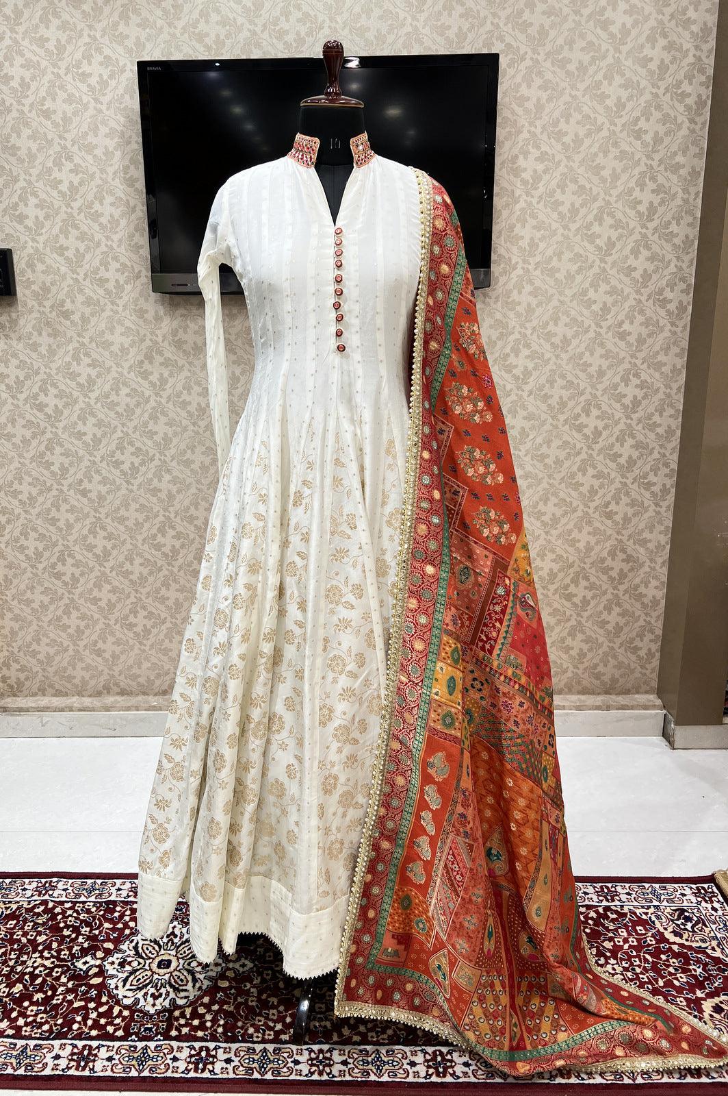 Buy Net Anarkali Gown In White Color With Sequence Work Online - 2060 |  Andaaz Fashion