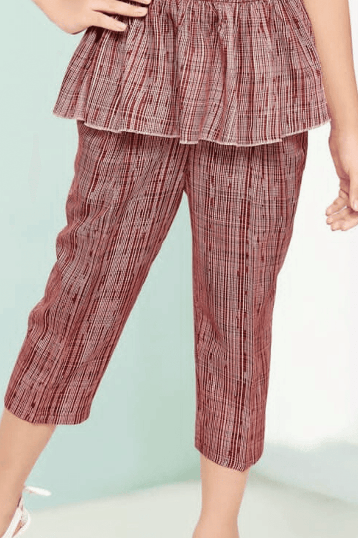 Maroon Printed Top with Three Fourth Pant for Girls - Seasons Chennai