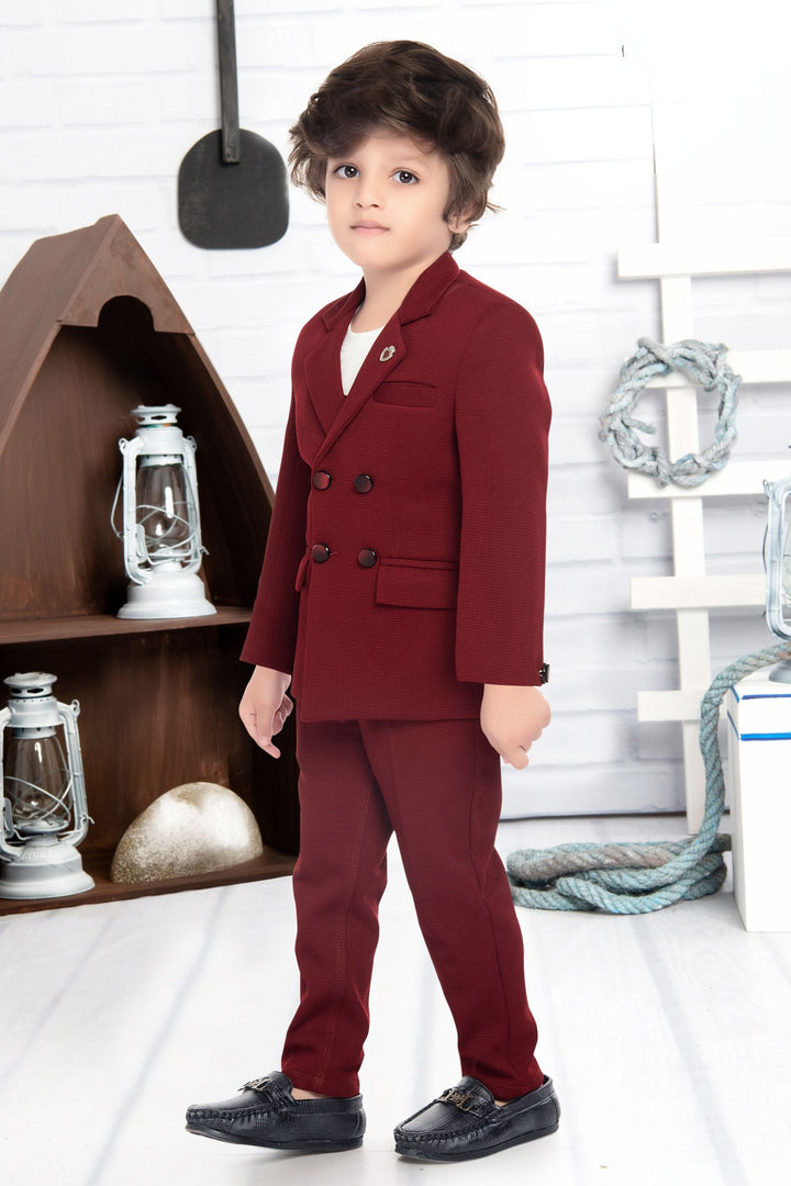 Maroon with White Waist Coat and Set for Boys