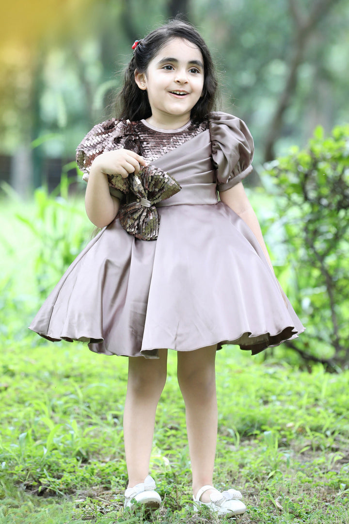 Champagne Gold Short Frock for Girls