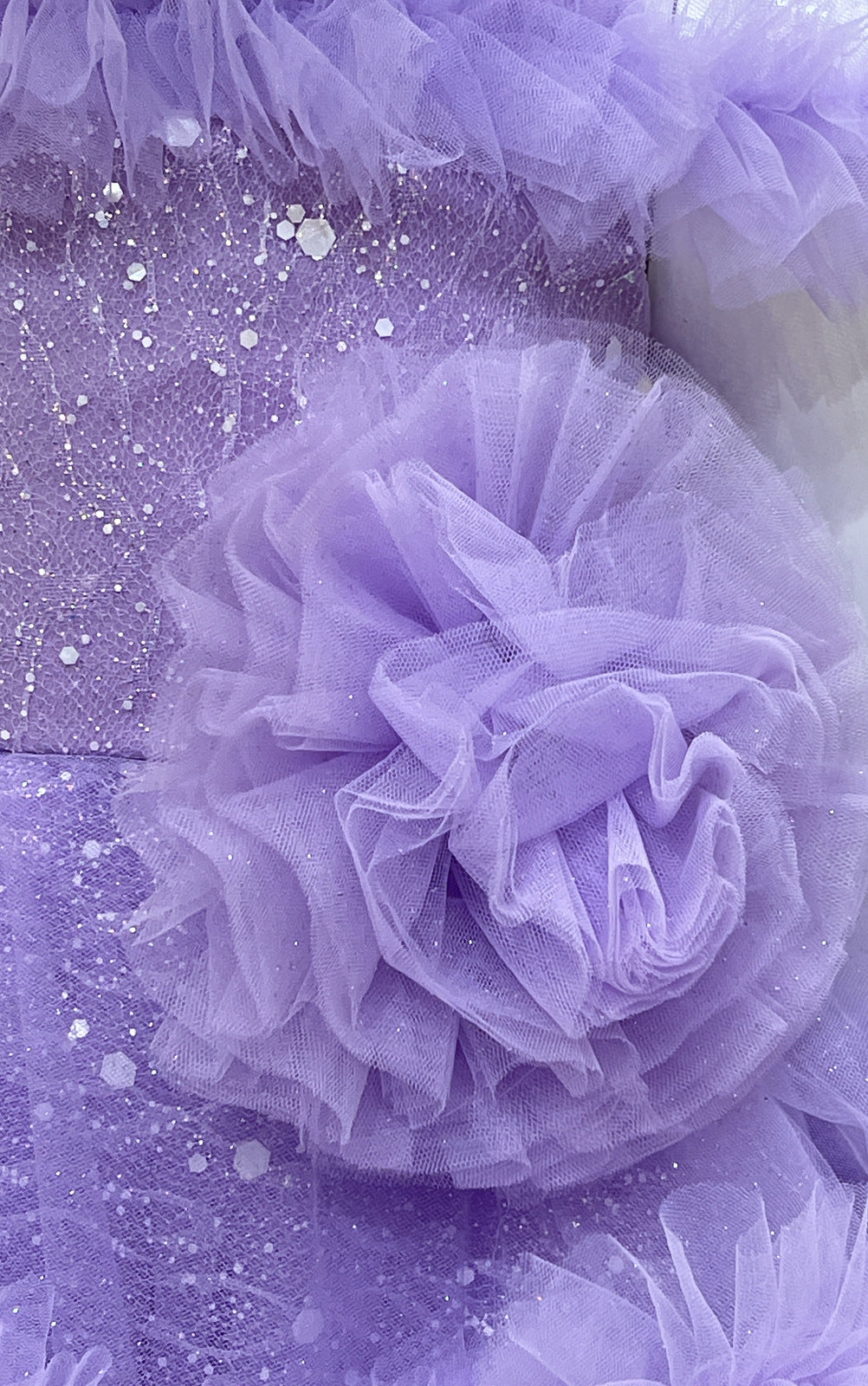 Lavender Glitter work Long Party Frock for Girls