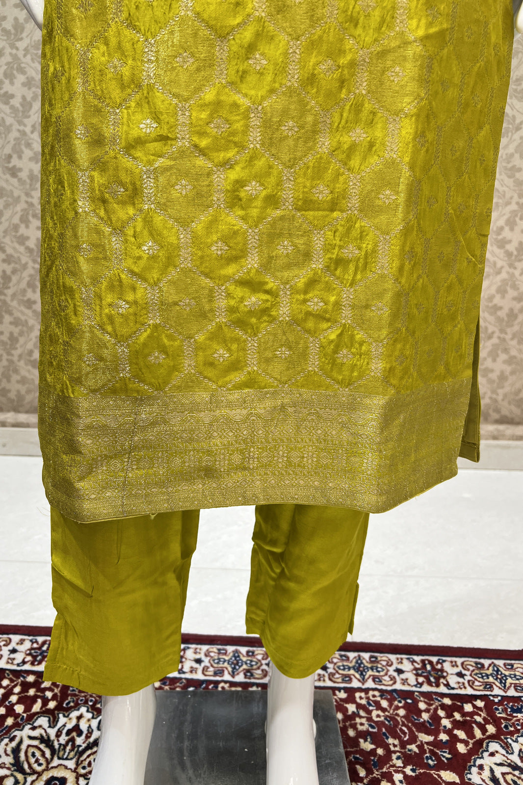 Liril Green Banaras work Straight Cut Salwar Suit