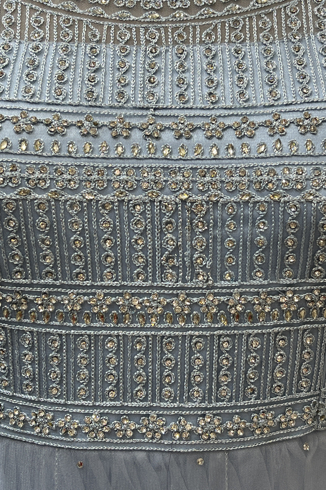 Sky Blue Zari Thread and Stone work Floor Length Anarkali Suit
