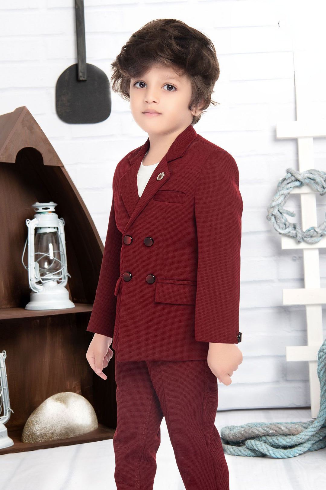 Maroon with White Waist Coat and Set for Boys