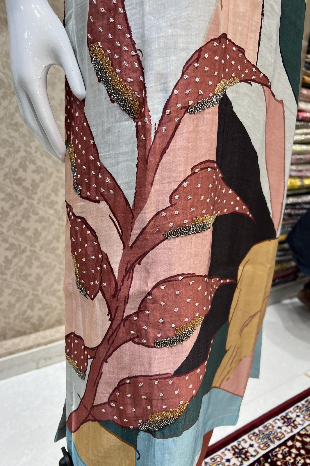 Multicolor Digital Print, Beads and Sequins work Straight Cut Salwar Suit - Seasons Chennai