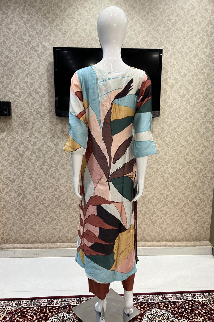 Multicolor Digital Print, Beads and Sequins work Straight Cut Salwar Suit - Seasons Chennai