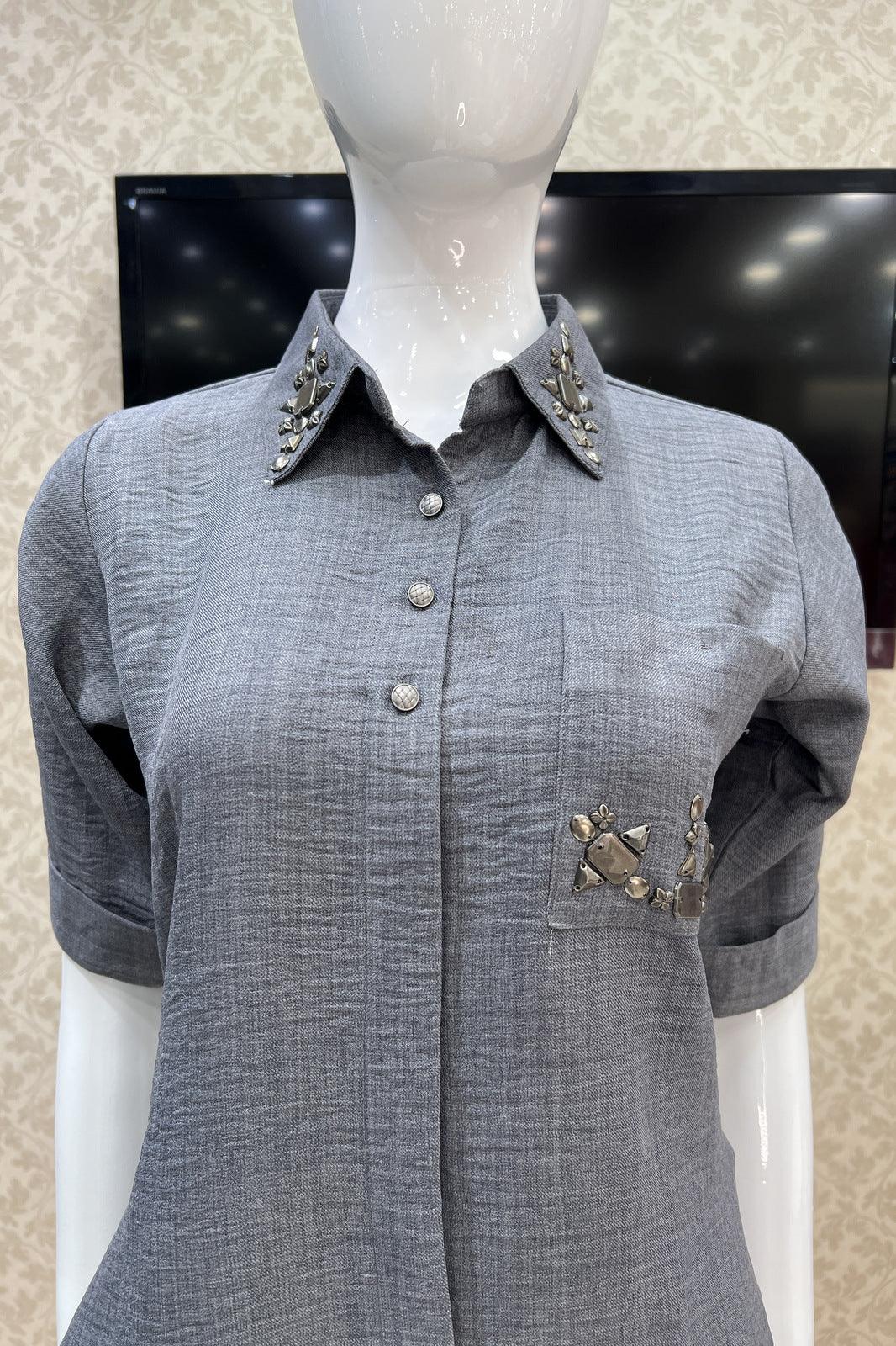 Grey Copper Designer Sequins work Cord Set - Seasons Chennai