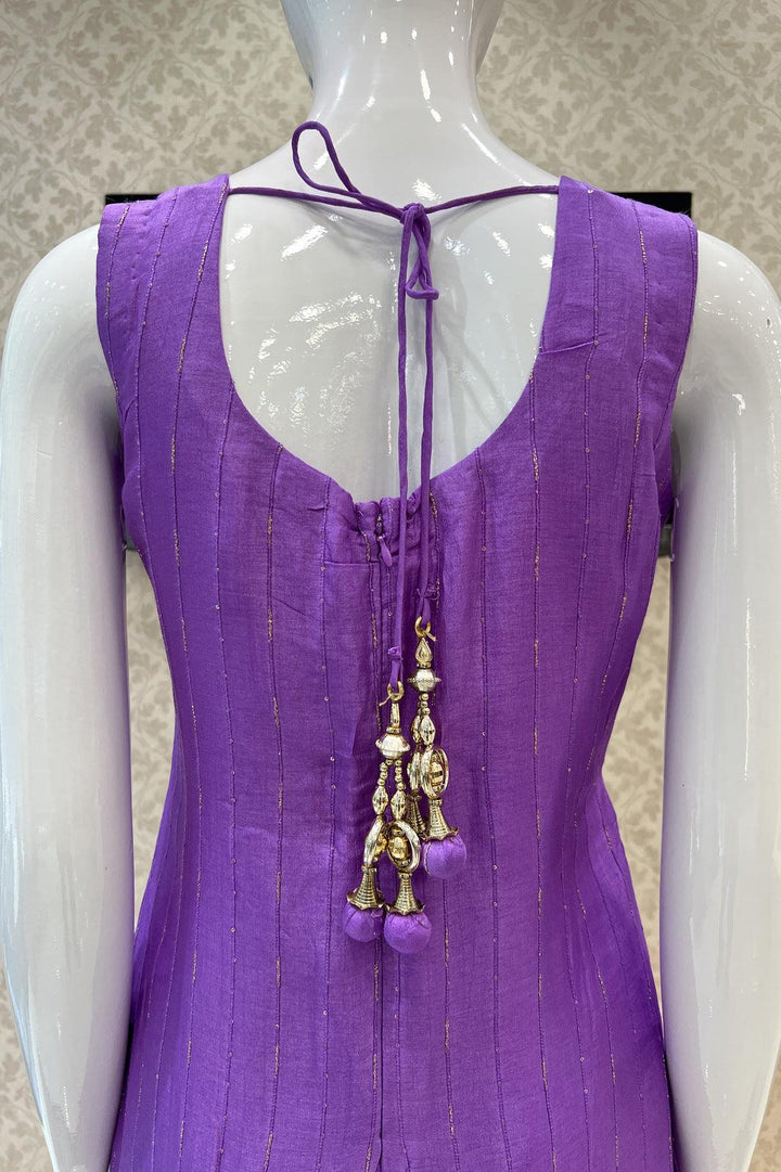 Purple Sequins, Thread and Beads work Straight Cut Salwar Suit - Seasons Chennai