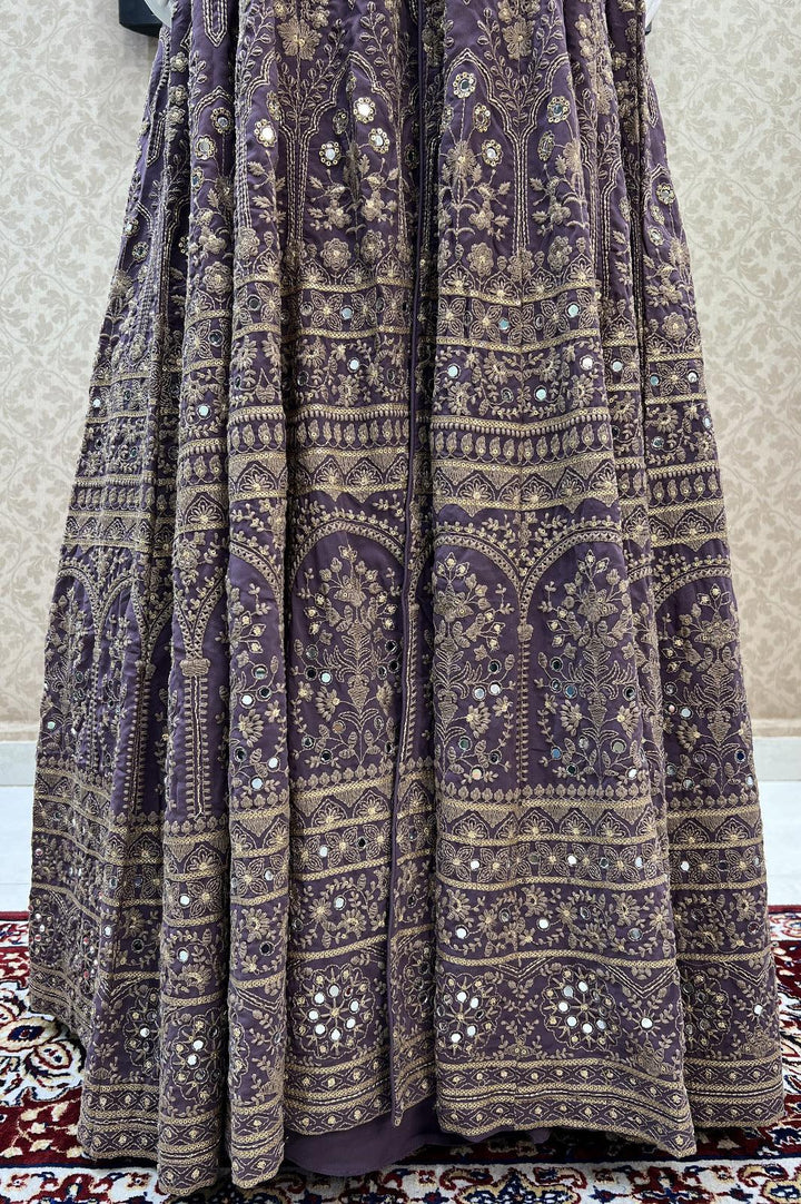 Lilac Thread, Mirror and Sequins work Long Top Lehenga - Seasons Chennai
