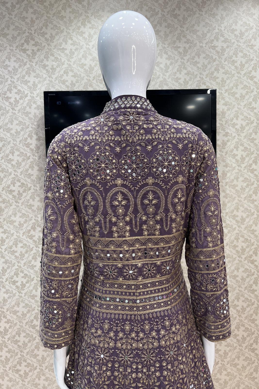 Lilac Thread, Mirror and Sequins work Long Top Lehenga - Seasons Chennai