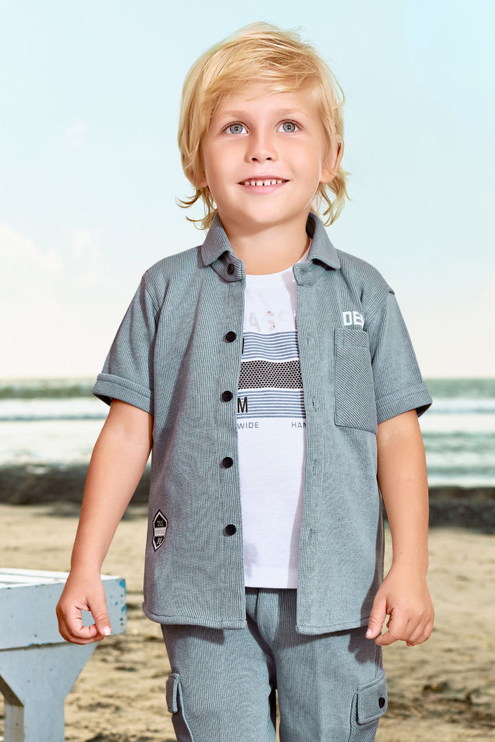 Grey with White Co-Ord Set for Boys