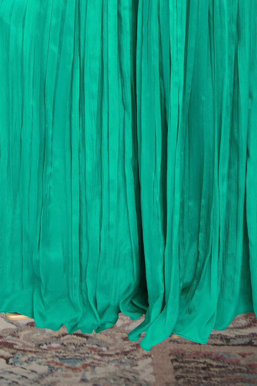 Rama Green with Bandini Print Poncho Styled Peplum Top and Palazzo Set for Girls - Seasons Chennai