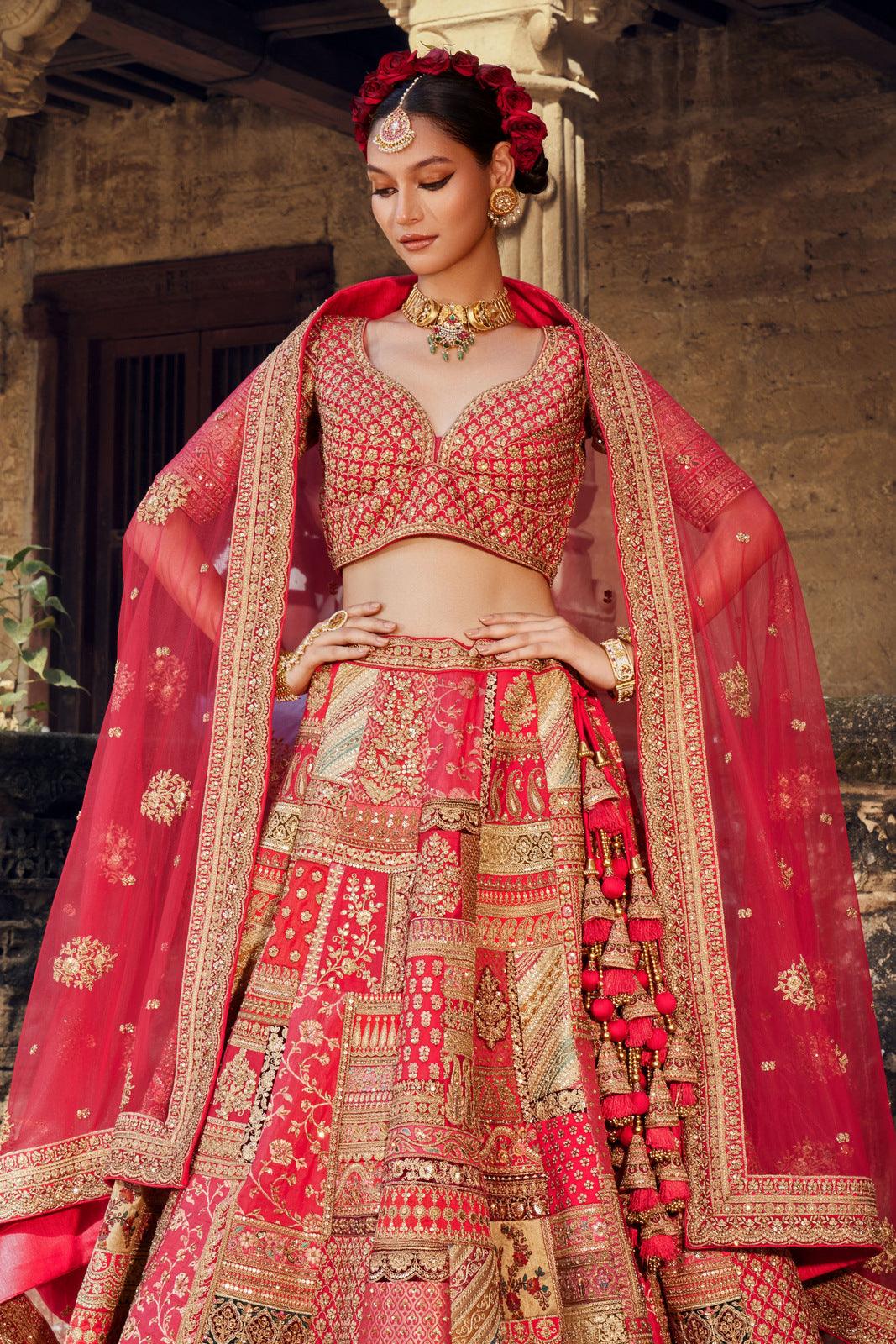 Rani Pink Sequins, Zari, Stone and Embroidery work Semi Stitched Designer Bridal Lehenga - Seasons Chennai