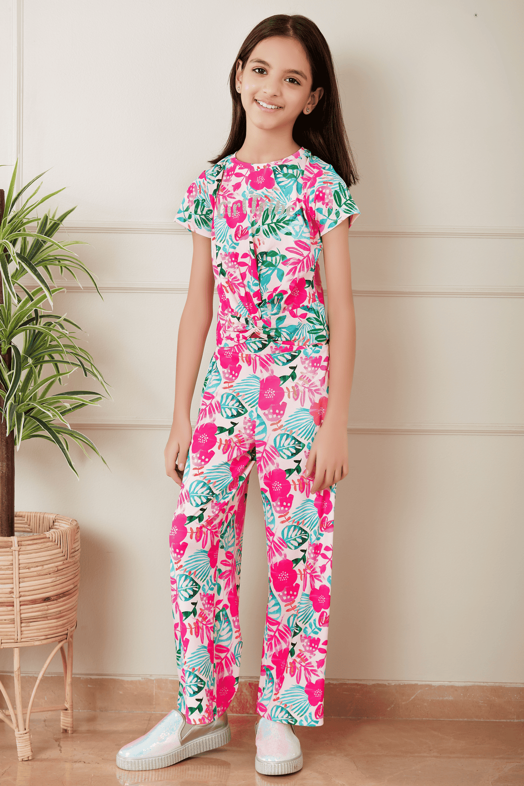 Pink with Multicolor Printed Co-ord Set for Girls - Seasons Chennai