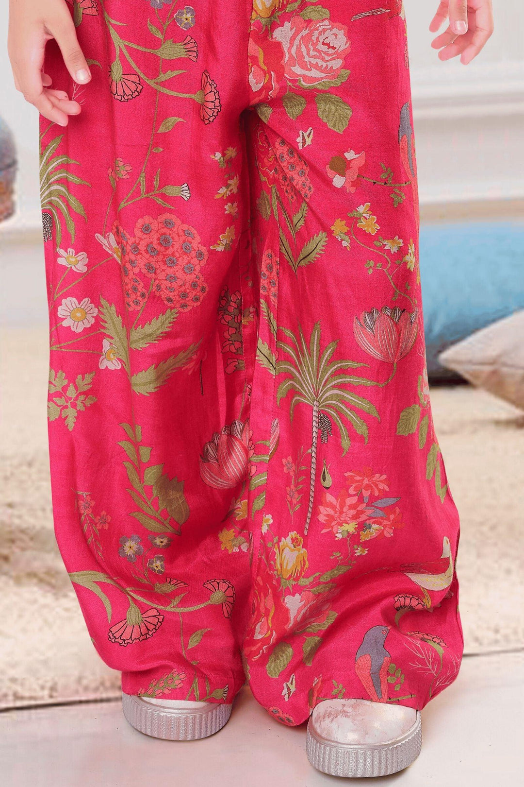 Pink with Multicolor Digital Print Palazzo Jumpsuit for Girls - Seasons Chennai