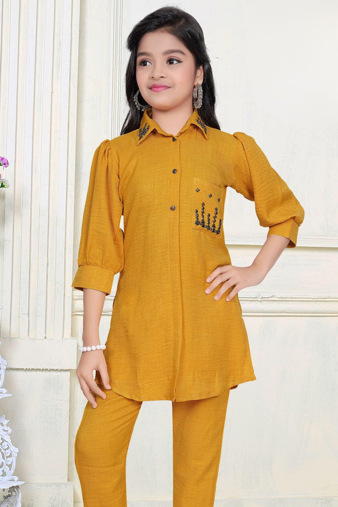 Mustard Soft Cotton Co-ord Set for Girls - Seasons Chennai
